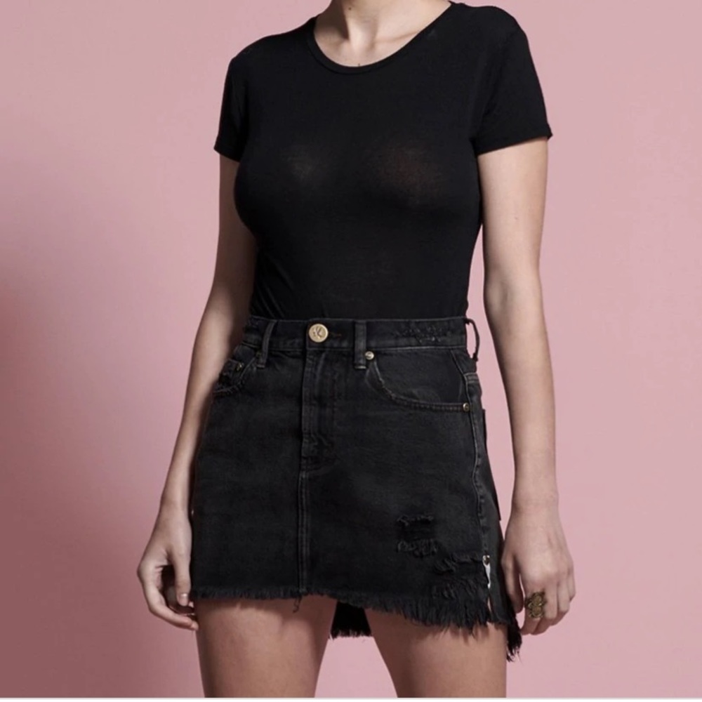 One Teaspoon Double Bass 2020 Mini High Waist Denim Skirt